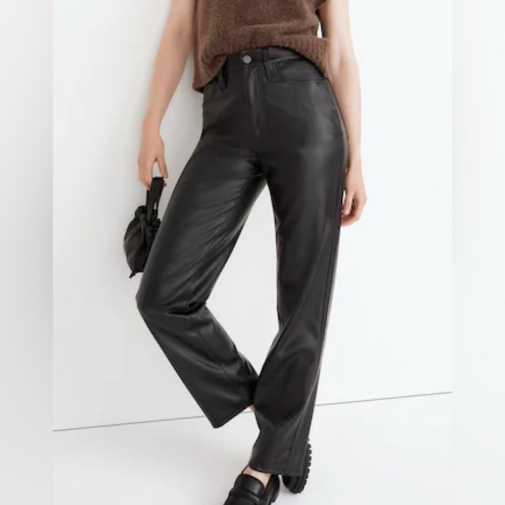 Madewell The Perfect Vintage Straight Jean: Faux Leather Edition black